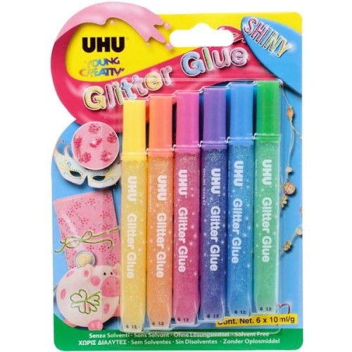 Przejdź do produktu Klej brokatowy lśniący 6-kol. po 10 ml Young Creativ, UHU