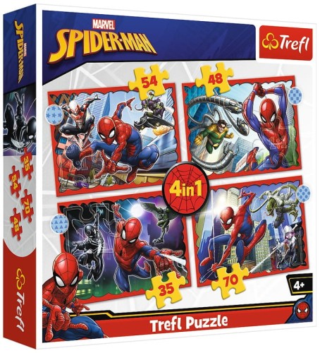 Przejdź do produktu Puzzle 4w1 Bohaterski Spider-Man Disney Marvel Spi