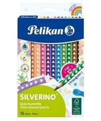 Przejdź do produktu Kredki trójkątne 12-kol. grube Silverino, Pelikan
