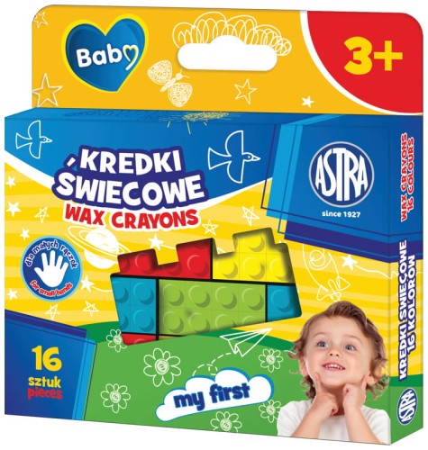 Przejdź do produktu Kredki świecowe w kształcie klocków 16kol ASTRA