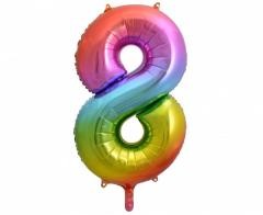 Przejdź do produktu Balon foliowy Cyfra 8, tęczowa, 85 cm, GoDan
