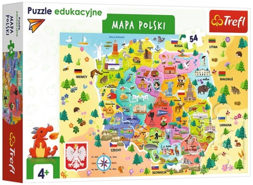 Przejdź do produktu Puzzle 54el Edukacyjne - Mapa Polski 15556 Trefl p