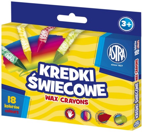 Przejdź do produktu Kredki świecowe okrągłe ASTRA - 18 kolorów - 8/90