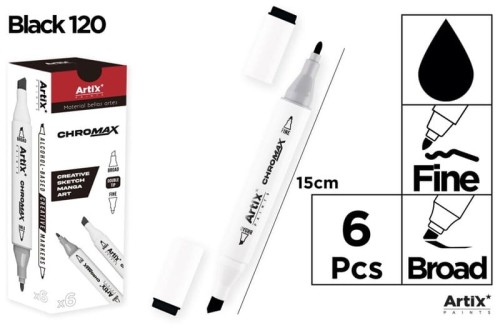 Przejdź do produktu Marker Chromax ARTIX z dwoma końcówkami BLACK 120