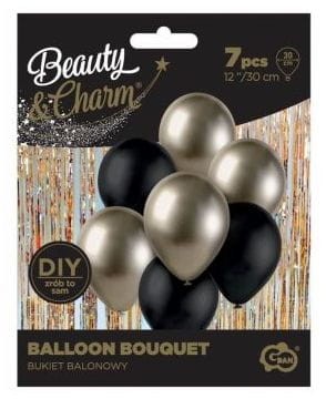 Przejdź do produktu Bukiet balonowy B&C prosecco-czarny, 7 szt.