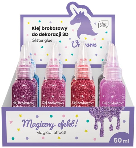 Przejdź do produktu Klej do dekoracji brokatowy 50ml Unicorn (12szt)