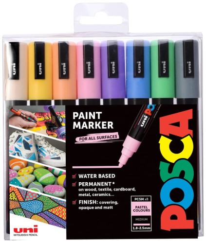 Przejdź do produktu Marker pigmentowy Posca PC-5M kpl. 8-kol. pastel Soft, Uni