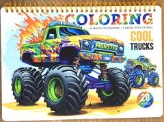 Przejdź do produktu Kolorowanka A5 koło 20 kartek Cool trucks