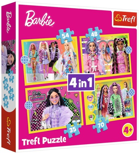 Przejdź do produktu Puzzle 4w1 Wesoły świat Barbie. Barbie Mattel 3462