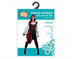 Przejdź do produktu Zestaw dla dorosłych Piratka (opaska, gorset, bluzka, spódnica, pasek), rozm. uniw.