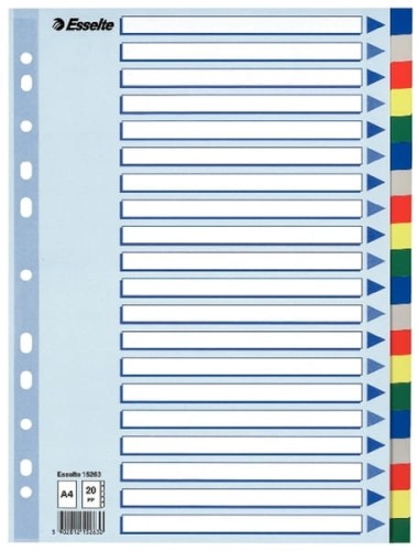 Przejdź do produktu PRZEKŁADKI ESSELTE 1-20 A4 PP KOLOR