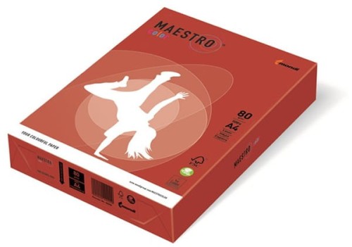 Przejdź do produktu Papier ksero kolorowy A4 80g. 500 ark. czerwień koralowa CO44, Maestro color