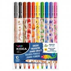 Przejdź do produktu Kredki trójkątne Jumbo Kwiaty 10-kol. Kidea, Derform