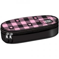 Przejdź do produktu Piórnik saszetka usztywniona z wewnętrzną klapką St.Right PC-01 Pink Checkered, St.Majewski