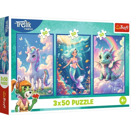 34879_Puzzle Rodzina Treflików 3 x 50 el. Razem w kolorowym świecie_1.webp