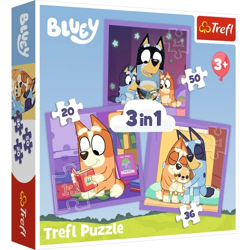 Przejdź do produktu Puzzle 3w1 Meet Bluey / BBC Bluey, Trefl