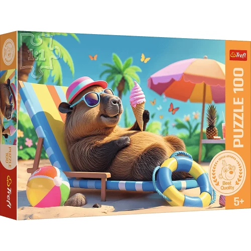 Przejdź do produktu Puzzles - _100_ - Capybara style relax / Trefl FSC Mix 70%
