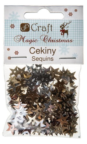 Przejdź do produktu Cekiny gwiazdki 10g, złote białe, Craft