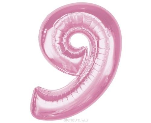 Przejdź do produktu #BFC33 Balon foliowy Smart, cyfra 9, j. różowa, 92 cm  KK