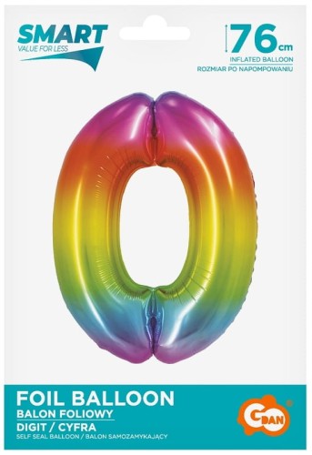 Przejdź do produktu Balon foliowy Smart Cyfra 0 tęczowa 76cm CH-STC0