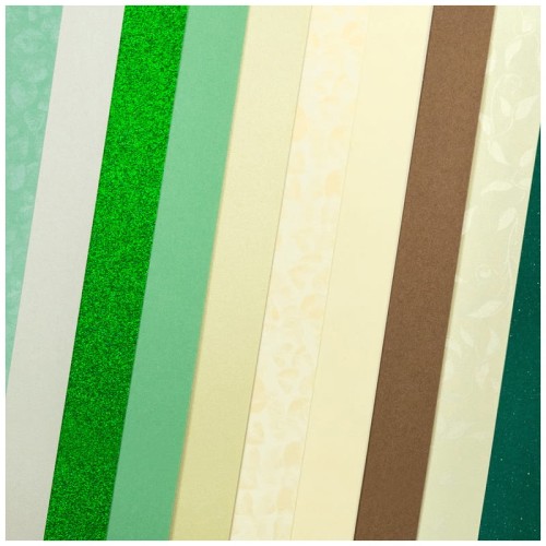 Przejdź do produktu Karton ozdobny mix kolorów elegancka zieleń Galeria Papieru
