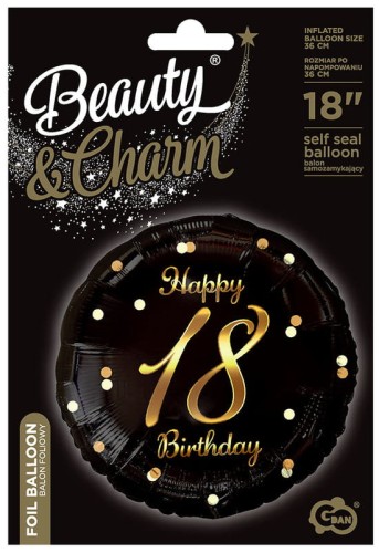 Przejdź do produktu Balon foliowy B&C Happy 18 Birthday czarny nadruk