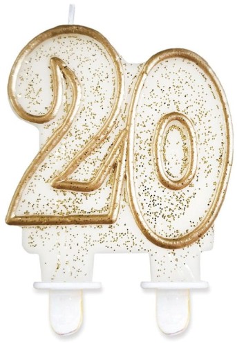 Przejdź do produktu Świeczka B&C cyferka "20", złoty kontur