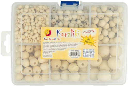 Przejdź do produktu Zestaw PJ-8283 koralików drewnianych w zamykanym pudełku, op. 1105 szt, Aliga