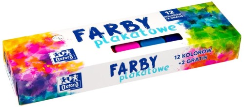 Przejdź do produktu Farby plakatowe12-kol. + 2 gratis srebrny i złoty 20 ml, Oxford