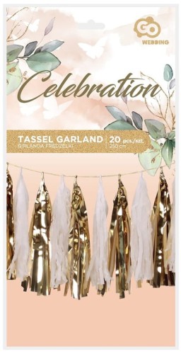 Przejdź do produktu Girlanda W&C Frędzelki złota 36×250cm 20szt Godan