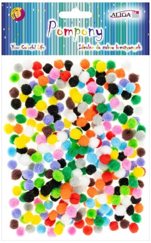 Przejdź do produktu Pompony śr. 0,5cm, mix kolorów, 300szt., POM-1794, Aliga