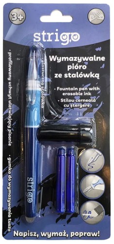 Przejdź do produktu STRIGO PIÓRO WYMAZYWALNE ZE STALÓWKĄ GRANATOWE