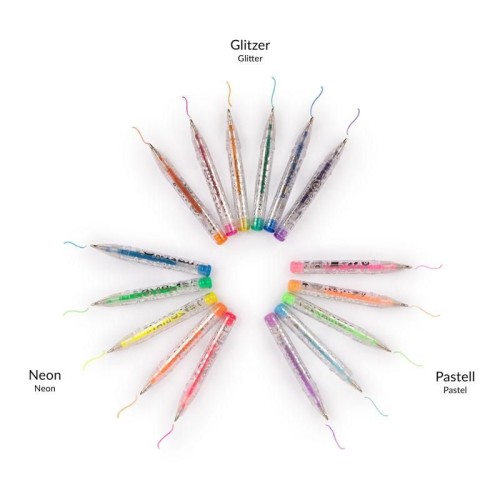 Przejdź do produktu Długopisy żelowe mini 16 - kol w etui pastel, neon i brokat, Trendhaus