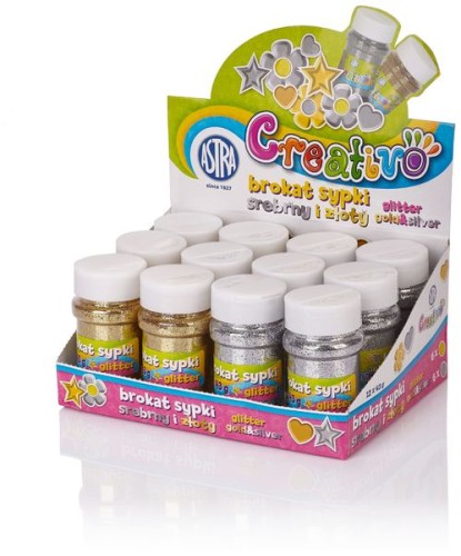 Przejdź do produktu Brokat sypki 43g (srebrny, złoty) Astra