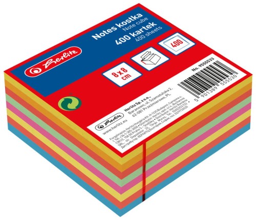 Przejdź do produktu Notes kostka 8x8cm 400K kolorowy, Herlitz