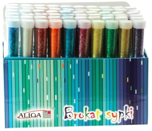 Przejdź do produktu Brokat sypki fiolka 4.5 g. 6 kolorów MT-0224, Aliga