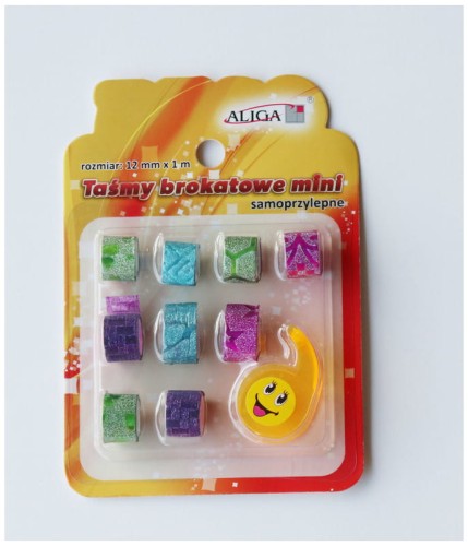 Przejdź do produktu Tasiemki brokatowe samoprzylepne mini TBS-0785-M 12mmx1m op. 9szt, Aliga