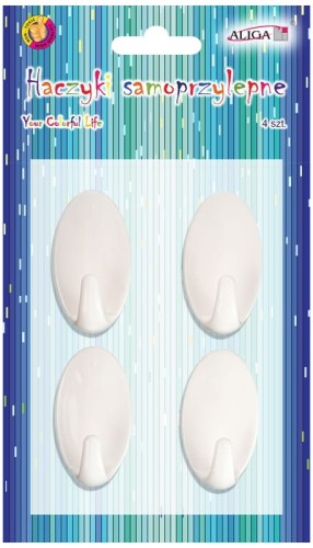 Przejdź do produktu Haczyki samoprzylepne białe 3,5x4cm op.4szt. H-2839, Aliga