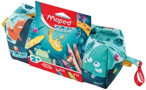 Przejdź do produktu Piórnik Jungle Fever w zestawie 12 kredek i 12 flamastrów, Maped