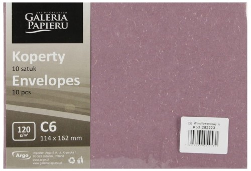 Przejdź do produktu Koperta C6 Wood lawendowy K 120g Galeria Papieru