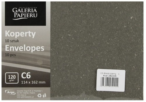 Przejdź do produktu Koperta C6 Wood czarny K 120g Galeria Papieru