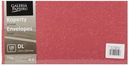 Przejdź do produktu Koperta DL Wood czerwony K 120g Galeria Papieru