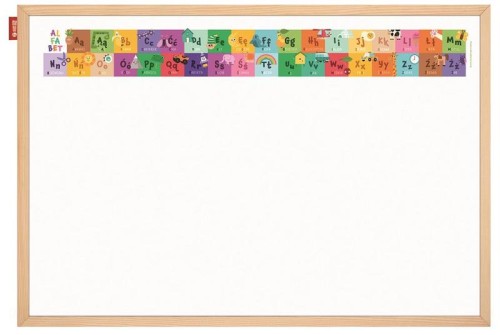 Przejdź do produktu Tablica edukacyjna, suchościeralna magnetyczna biała, nadruk Alfabet 60x40cm, MemoBe