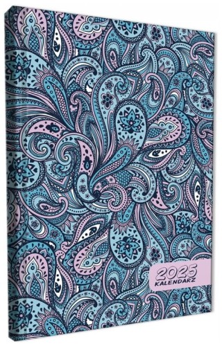 Przejdź do produktu Kalendarz A5 książkowy 25 dzienny / sobota i niedziela osobno okładka Soft Touch paisley turkus, EV-Corp