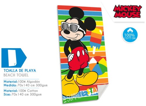 Przejdź do produktu Ręcznik plażowy, 70x140 cm, 75% bawełna, gramatura 300g/m2 Mickey, Kids