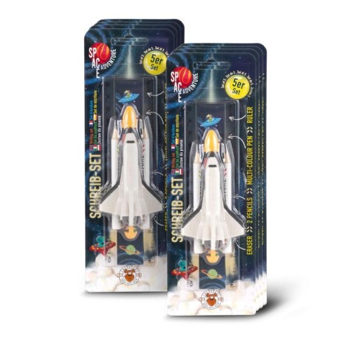 Przejdź do produktu Zestaw szkolny Długopis 4-kol, Gumka wahadłowiec, Linijka i ołówki 2 szt. Space Adventure, Trendhaus