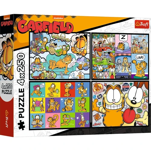 Przejdź do produktu Puzzle 4x250-el.Garfield nie lubi poniedziałków 13344, Trefl