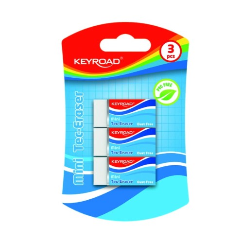 Przejdź do produktu Gumka do cierania KEYROAD, mini, techniczna, 3 szt., blister, biała