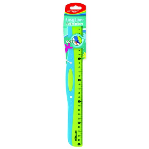 Przejdź do produktu Linijka 30cm miękka dwukolorowa na blistrze KEYROAD mix cena za 1szt