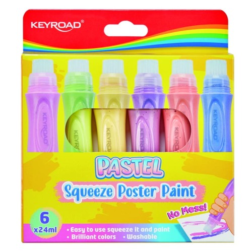 Przejdź do produktu Farby plakatowe KEYROAD w piórze do wyciskania 6 kolorów pastel x 24ml